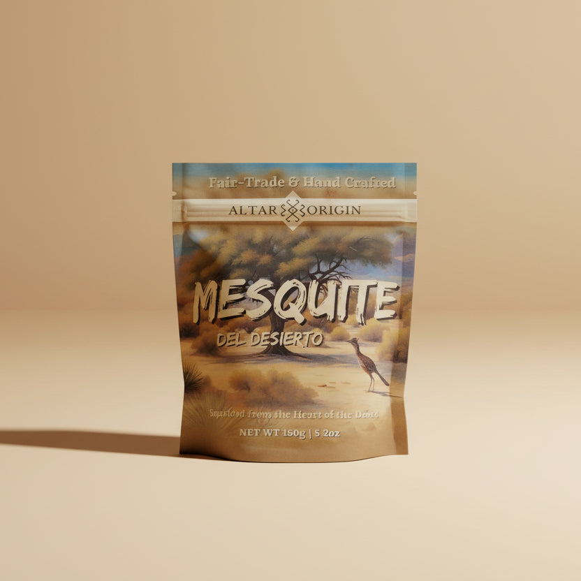 Mesquite seasoning packet from Altar of Origin on a white background
