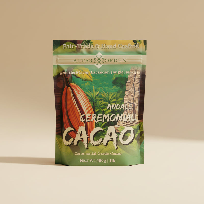 Package of Andal Ceremonial Cacao from Altar Origin on a white background